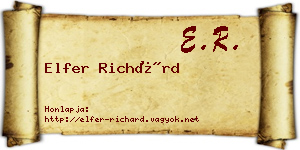 Elfer Richárd névjegykártya